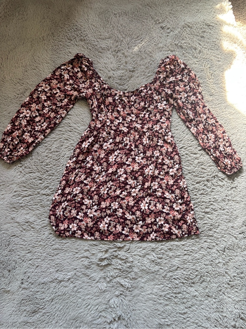Altar'd State Maroon Floral Smocked Mini Dress size Medium